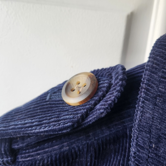 Women's Double Breasted Navy Blue Corduroy Belted Trenchcoat Size Medium - Picture 7 of 14